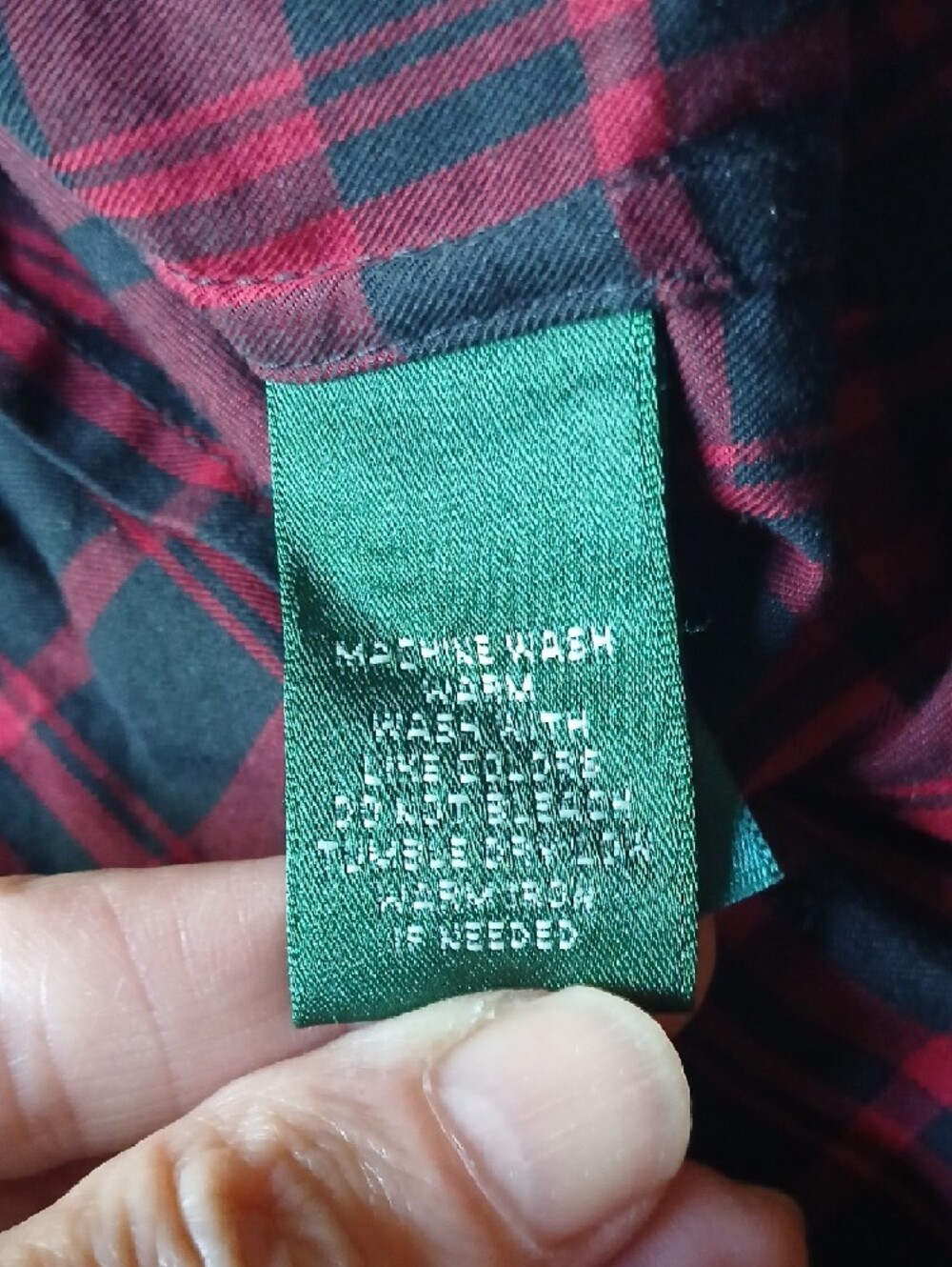 Lauren by Ralph Lauren Ruffled Plaid Long-Sleeve Shirt ■ Red & Black Size L - Picture 6 of 6